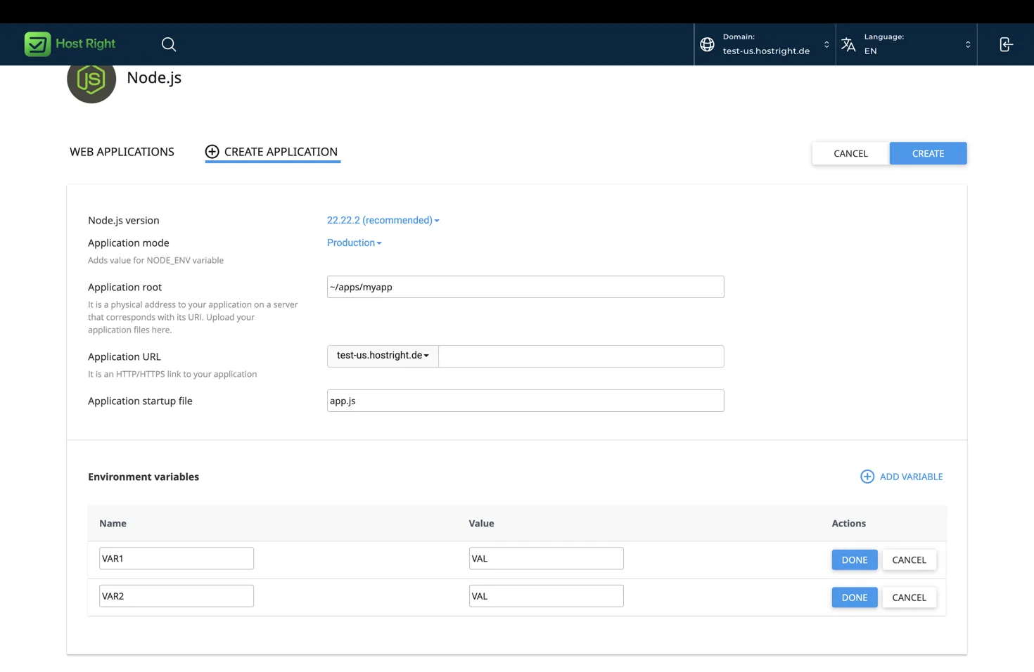 Completed application form