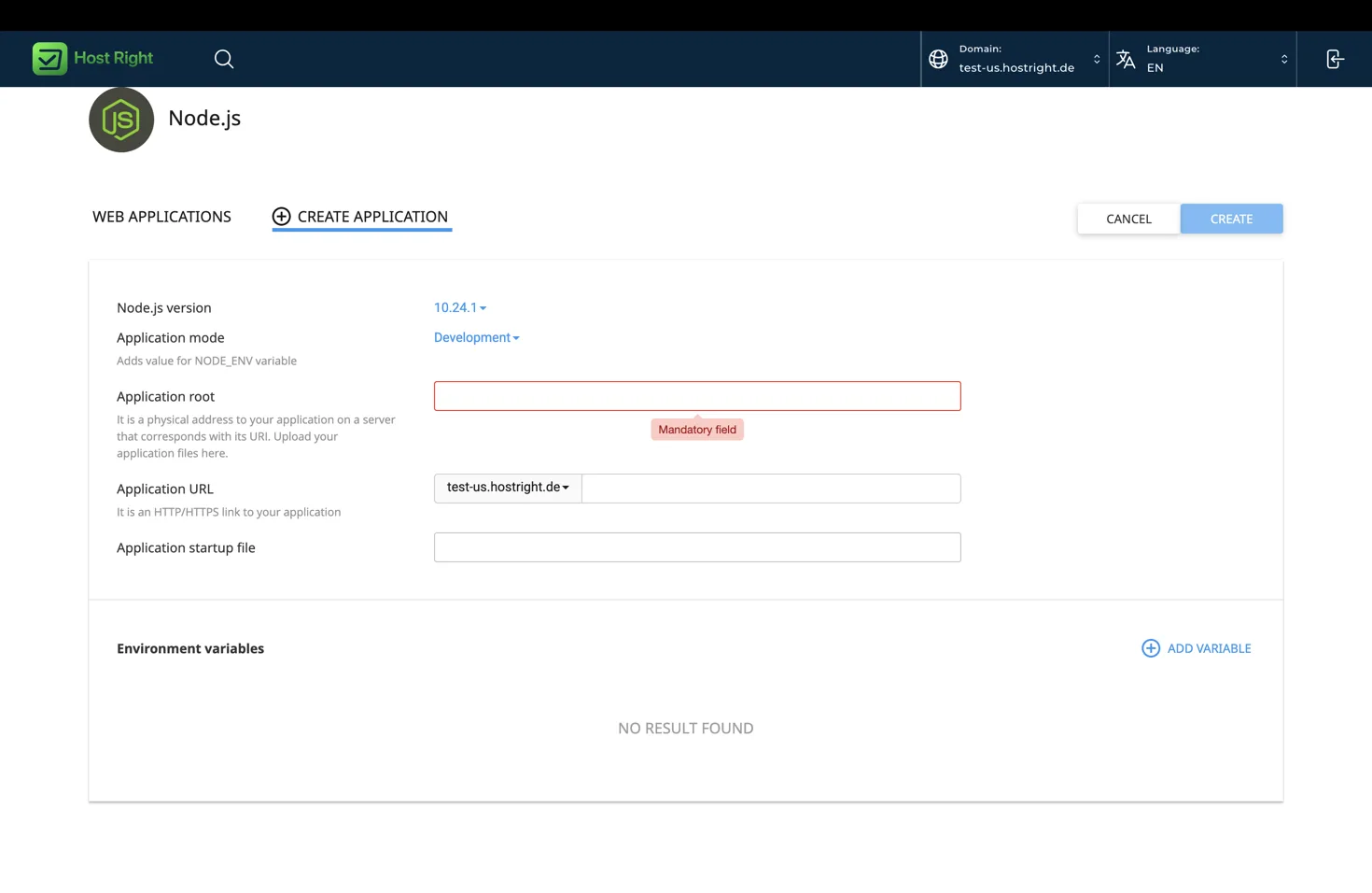 Create Node.js application