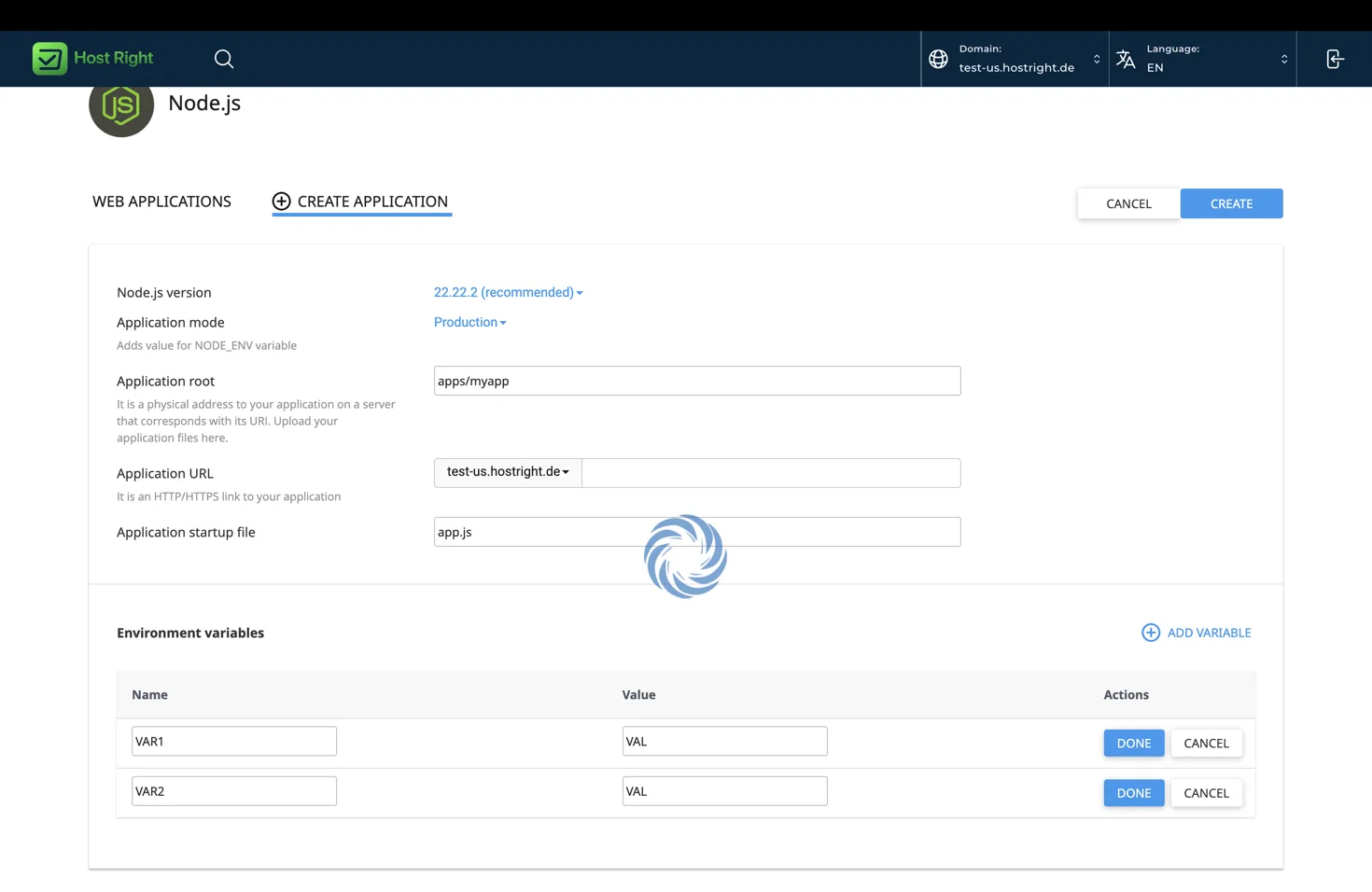 Creating the Node.js application