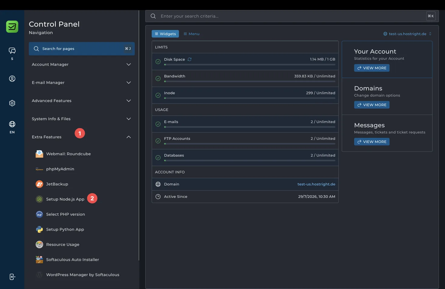 Open Setup Node.js App