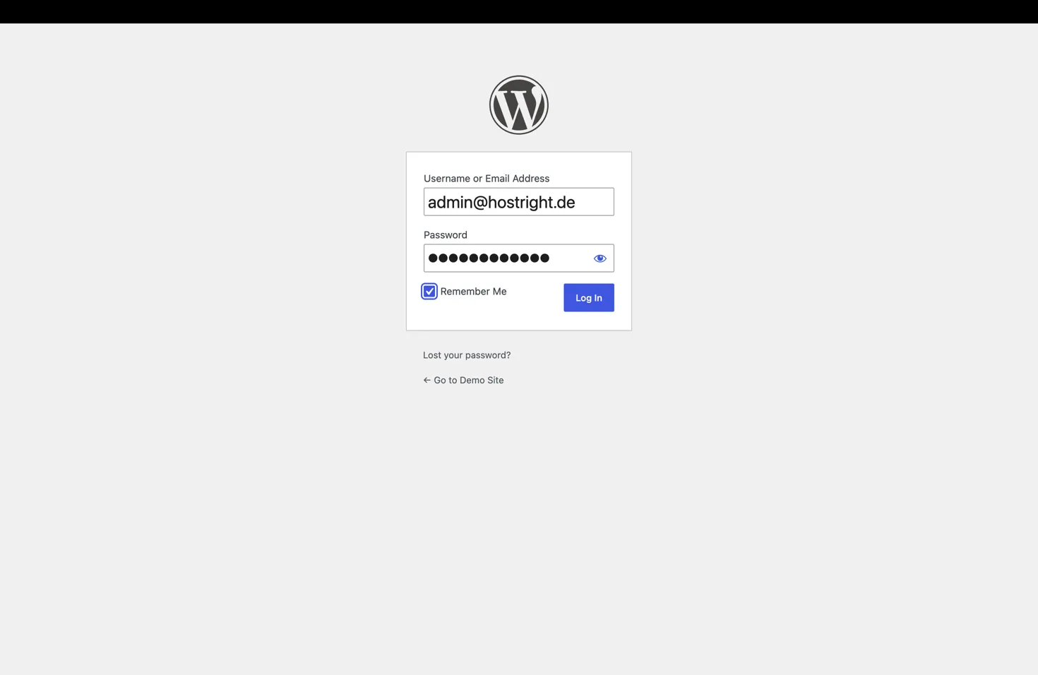 WordPress login screen