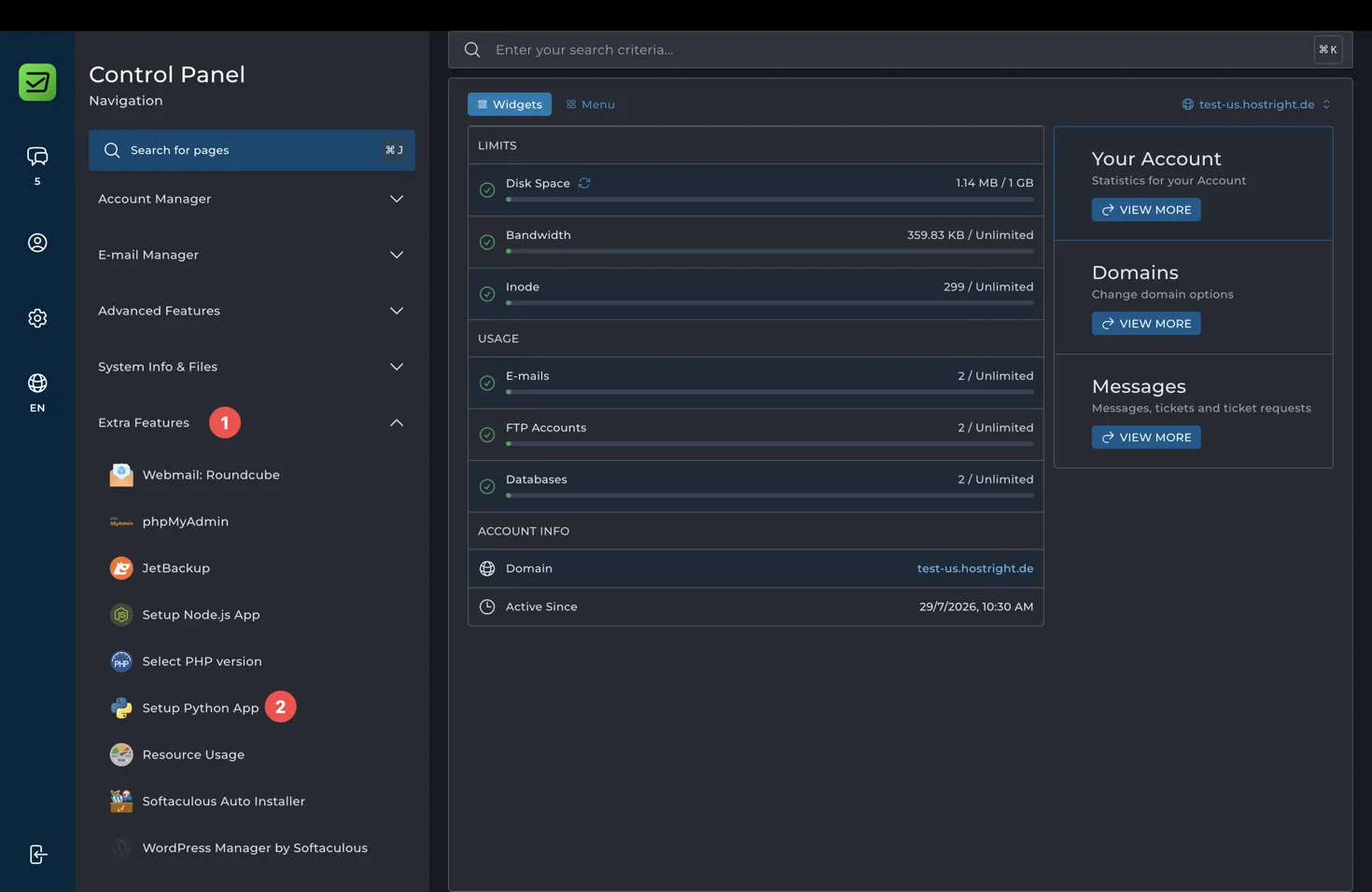 Open Setup Python App in HostRight Control Panel