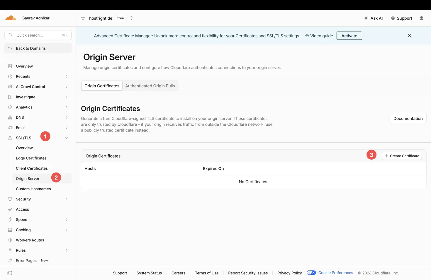 Cloudflare Origin Server page