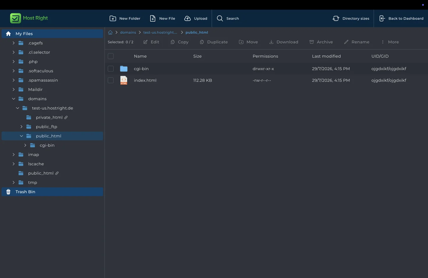 Django domain home and public_html directory