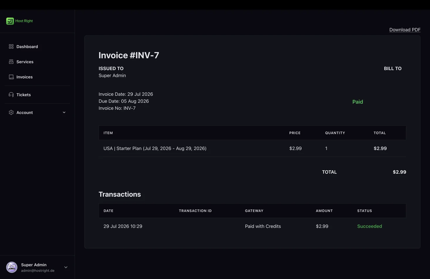 Invoice Page