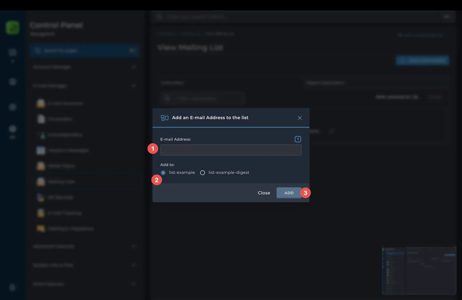 Add a mailing list subscriber