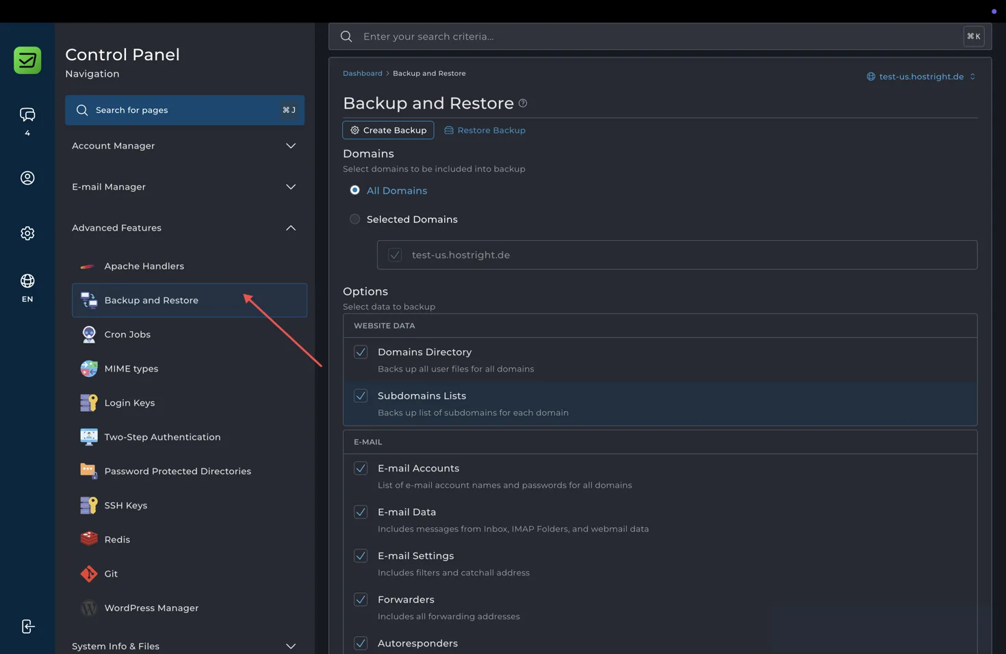 Open Backup and Restore