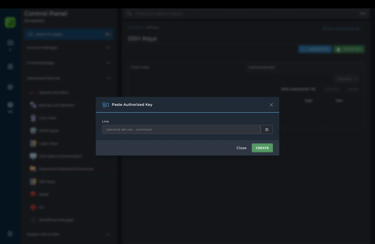 Paste an authorized public key