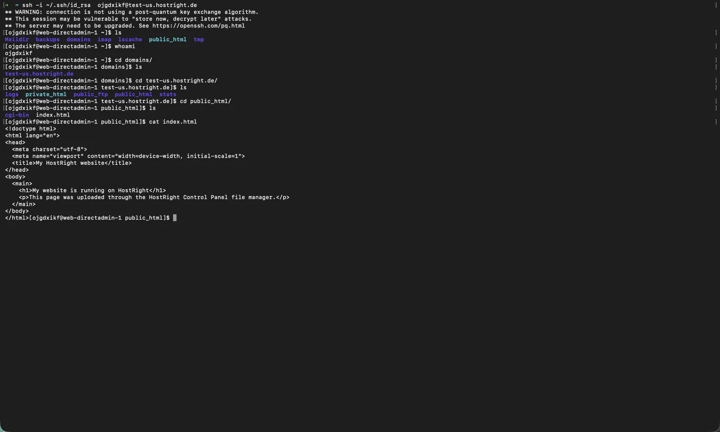 SSH login from a local terminal