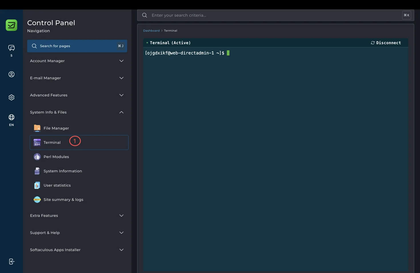 Open the HostRight terminal